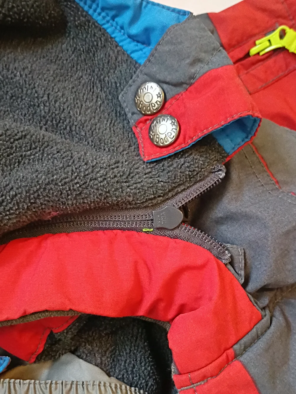 Mini Boden Red & Gray Striped Hooded Winter Jacket